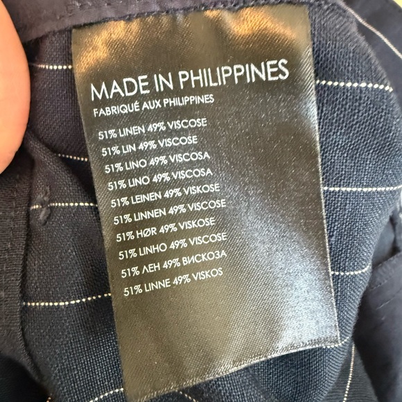 Club Monaco Linen Blend Navy pinstripe wide leg pant size 4 - Picture 7 of 10